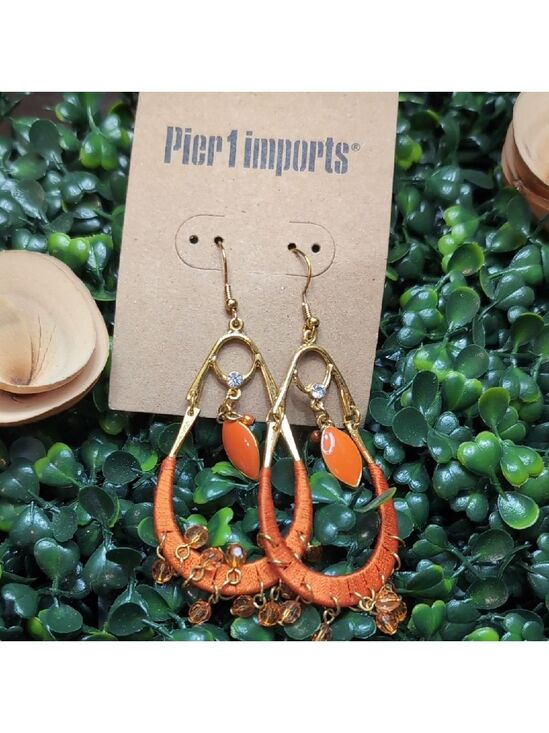 Pier 1 Jewelry - Pier 1 Orange Wrapped Teardrop Earrings